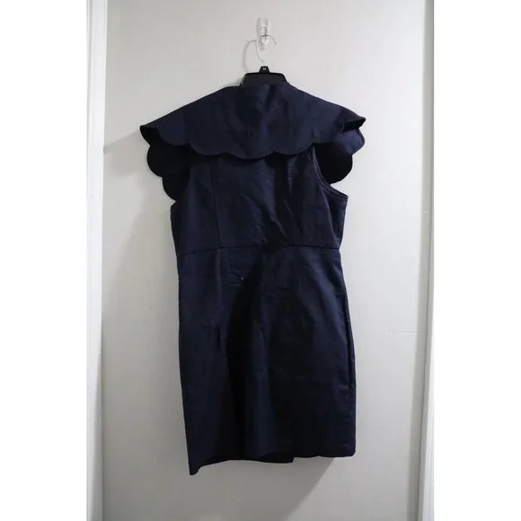 English Factory Navy Scallop Collar Button-Front Mini Dress - Picture 5 of 5